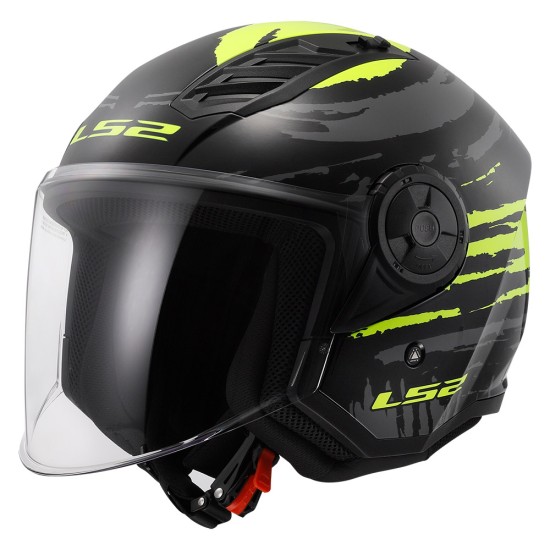 Casco jet LS2 OF616 Airflow II Brush Black Grey HV Yellow - Micasco.es - Tu tienda de cascos de moto