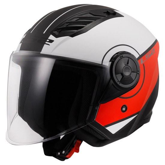 Casco jet LS2 OF616 Airflow II Cover Matt Black Red White - Micasco.es - Tu tienda de cascos de moto