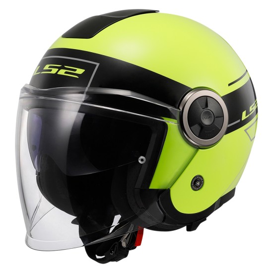 Casco jet LS2 CLASSY Classic Black HV Yellow - Micasco.es - Tu tienda de cascos de moto