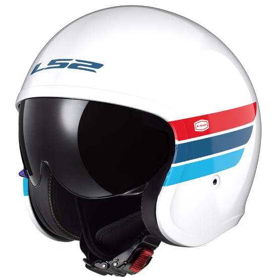 Casco jet LS2 OF599 Spitfire II Retro White Blue Red - Micasco.es - Tu tienda de cascos de moto