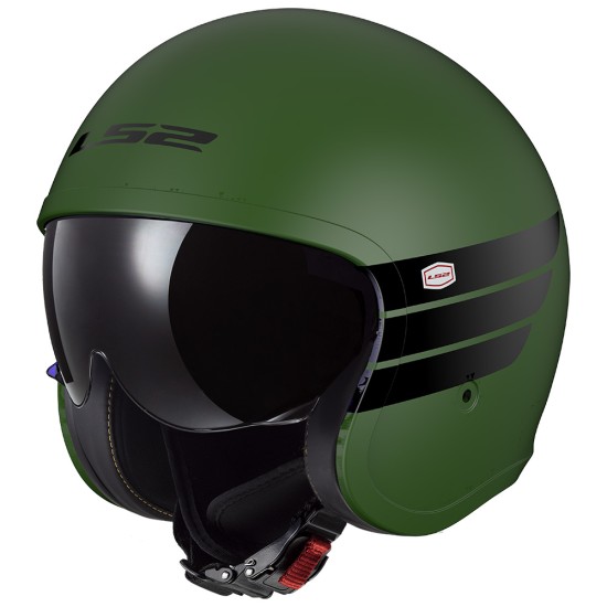 Casco jet LS2 OF599 Spitfire II Retro Matt Military Grenn - Micasco.es - Tu tienda de cascos de moto