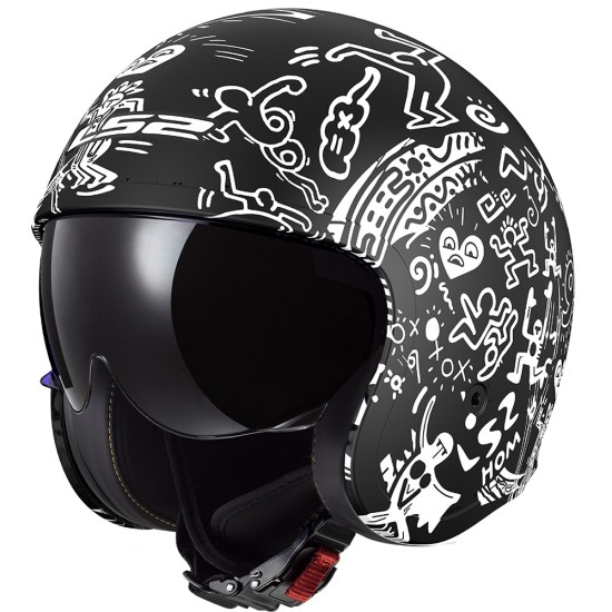 Casco jet LS2 OF599 Spitfire II Tribal Matt Black White - Micasco.es - Tu tienda de cascos de moto