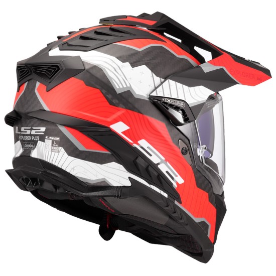 LS2 MX701 EXPLORER CARBON TRICK Matt White Red - Micasco.es - Tu tienda de cascos de moto