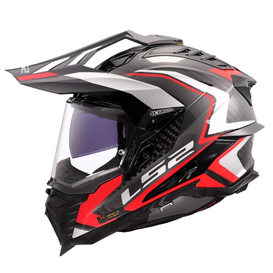 LS2 MX701 EXPLORER CARBON Frontier II  Matt White Red - Micasco.es - Tu tienda de cascos de moto