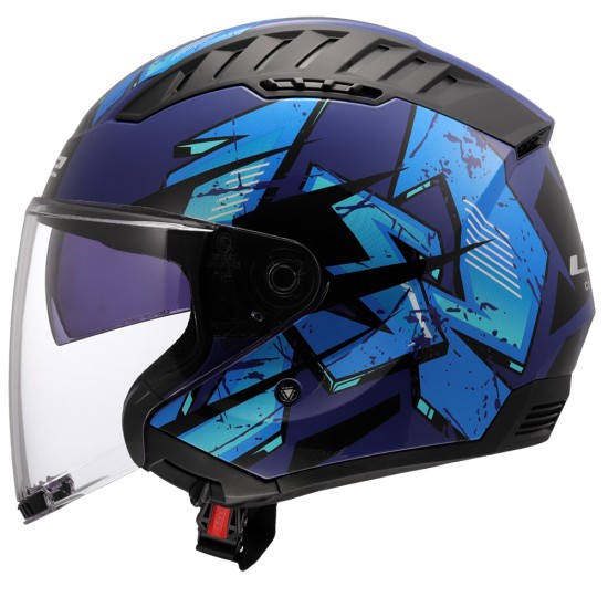 Casco jet LS2 OF600 Copter II KANJI Blue - Micasco.es - Tu tienda de cascos de moto