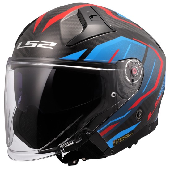 LS2 OF603 INFINITY II CARBON URUS Black Blue Red - Micasco.es - Tu tienda de cascos de moto